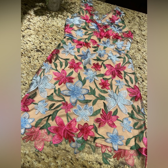 Sam Edelman Star Flower Embroidered Sheath Mini Dress 0 - Picture 4 of 8